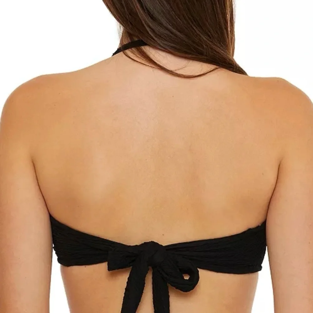 NWT Trina Turk Women's Black Sands Textured Molded Bandeau Bikini Top size 8